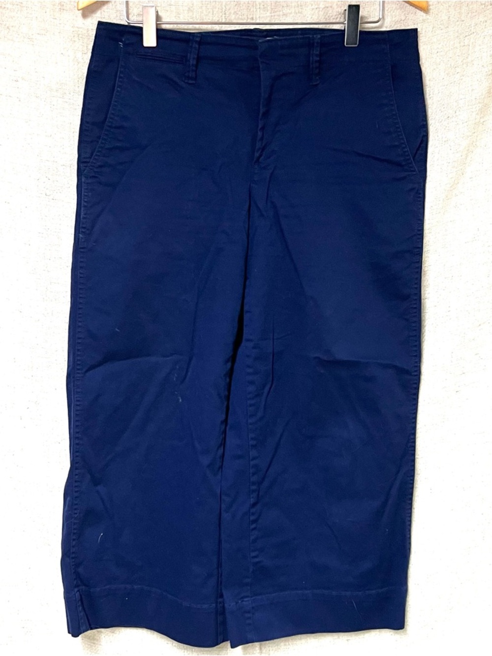 Classic Navy Wide-Leg Cropped Pants